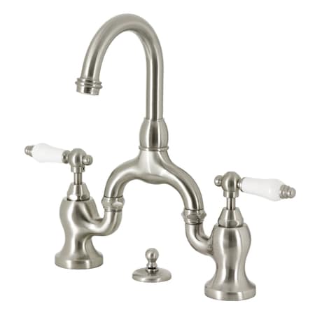 Kingston Brass Bridge Bathroom Faucet with Brass Pop-Up, Brushed Nickel KS7998PL